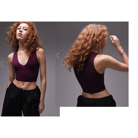 Topshop Seamless V Neck Bralette in Plum, Sz. M/L (US 8-12) - Picture 1 of 15